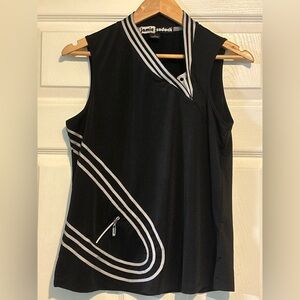 Jamie Sadock Sleeveless Golf Top Womens Small Black Asym Zip Stretch